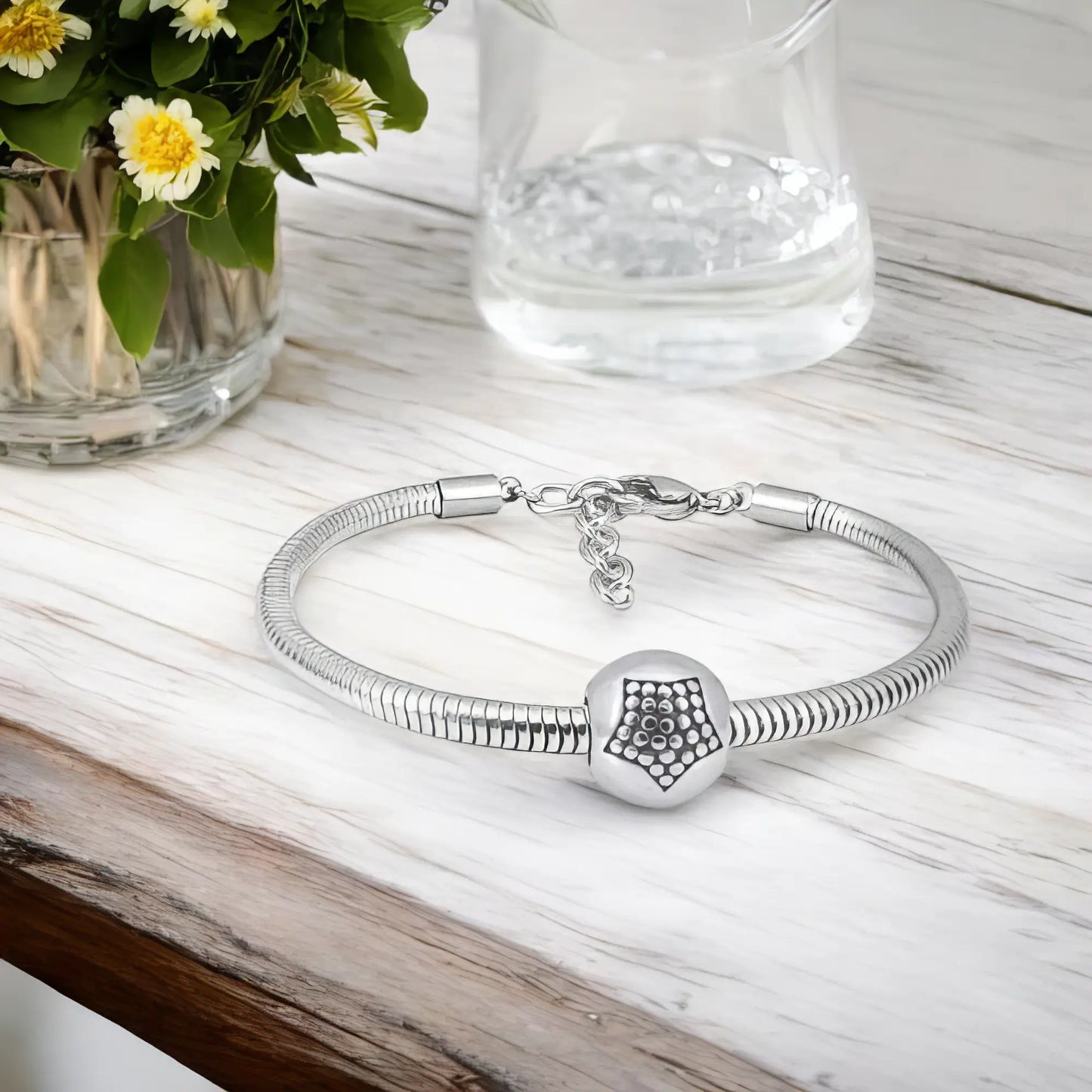 Ατσάλινο βραχιόλι με charm (B3274)