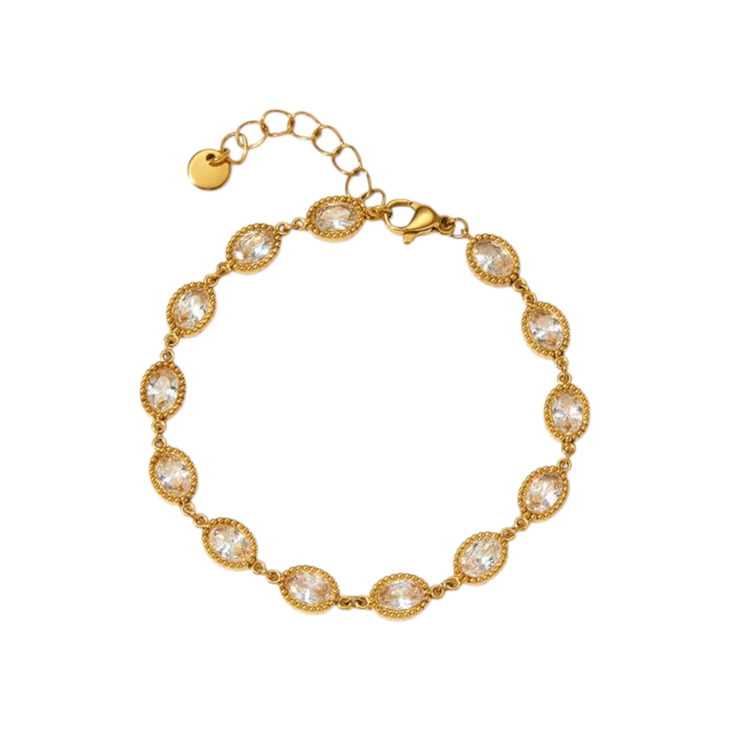 Ατσάλινο Βραχιόλι με Οβάλ Ζιργκόν Επιχρυσωμένο (B1716)