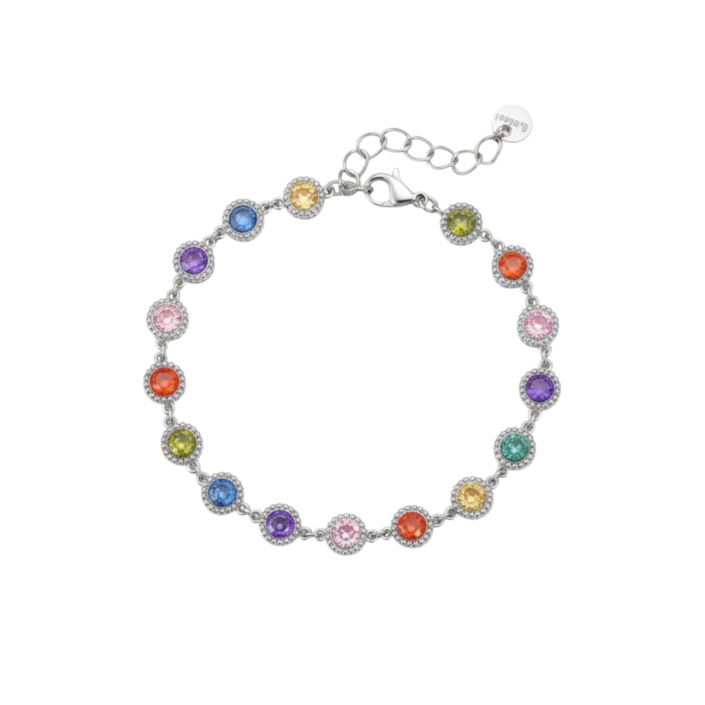 Ατσάλινο Ασημί Βραχιόλι με Πολύχρωμα Ζιργκόν (B1721)