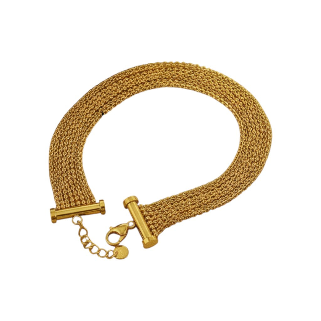 Ατσάλινο Χρυσό Βραχιόλι με Πολυστρωματική Πλέξη (B1753)