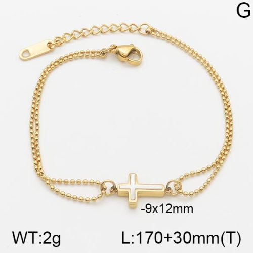 Ατσάλινη αλυσίδα χεριού διπλή με σταυρό 18k (B3089)