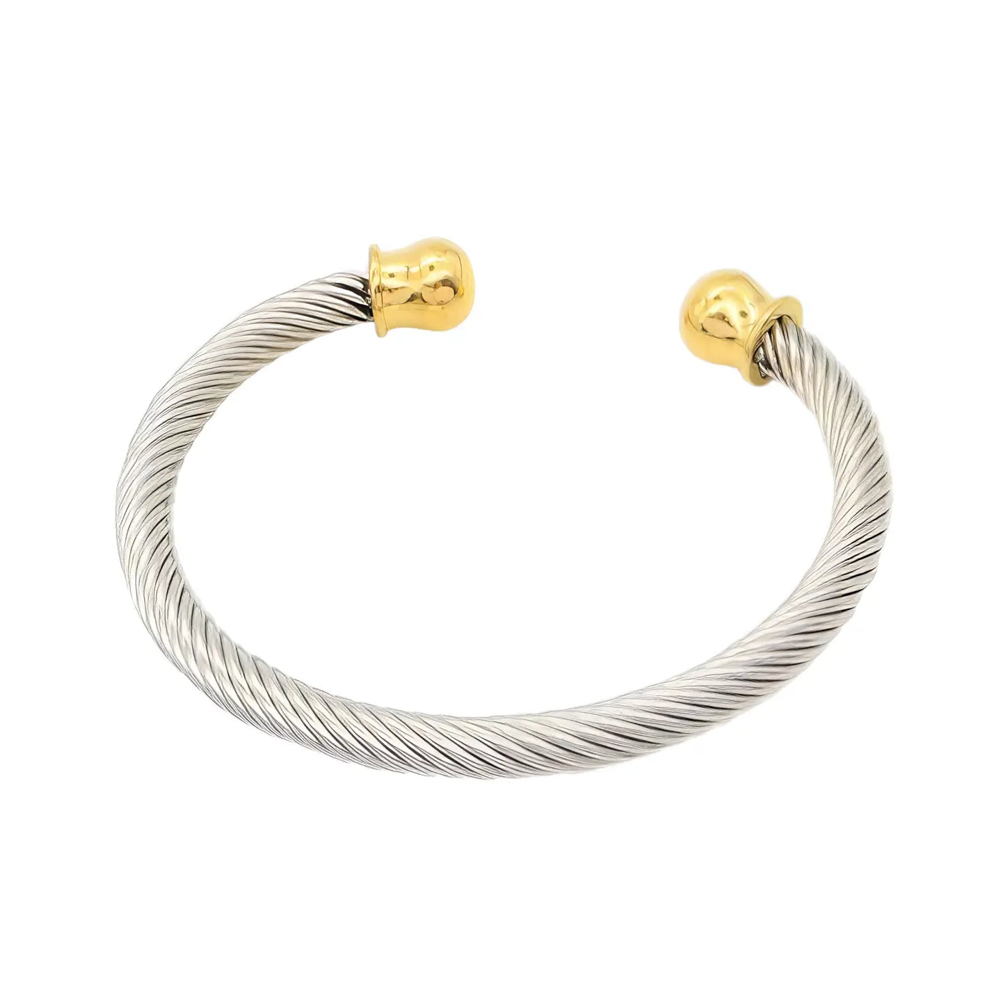 Επιχρυσωμένο Ατσάλινο Βραχιόλι "Cuff" με Στριφτή Υφή (Β3360)