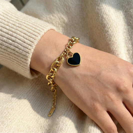 Επιχρυσωμένο Ατσάλινο Βραχιόλι με Καρδιά (Β3366)
