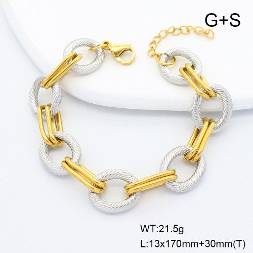 Ατσάλινη αλυσίδα χεριού δίχρωμη (B3516)