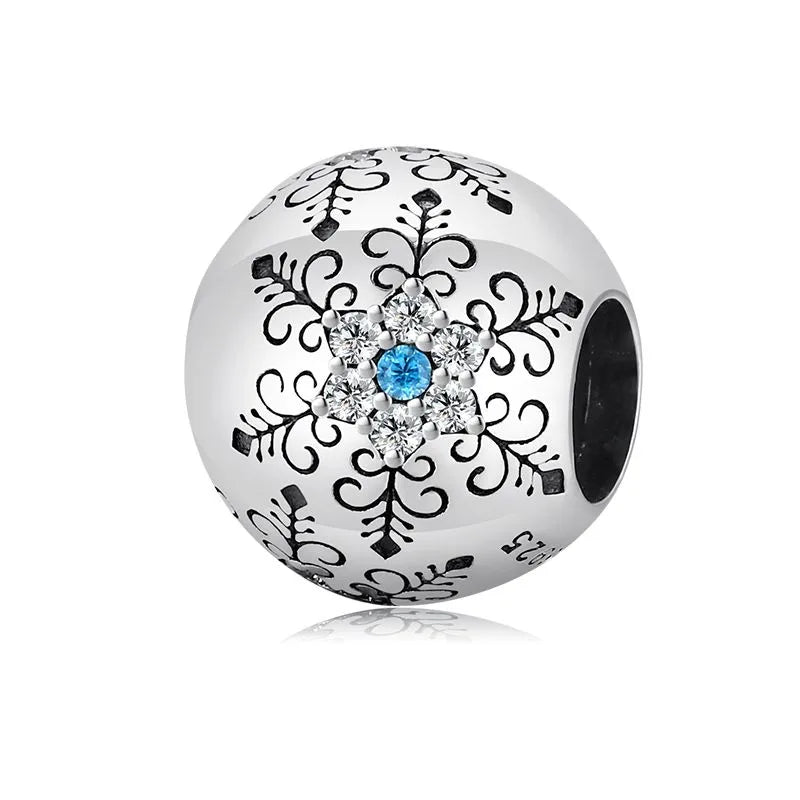 Charm από ασήμι 925 καρδιά με χιονονιφάδα (C1007)