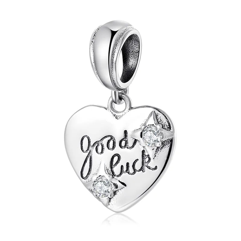 Charm από ασήμι 925 καρδιά good luck (C1107)