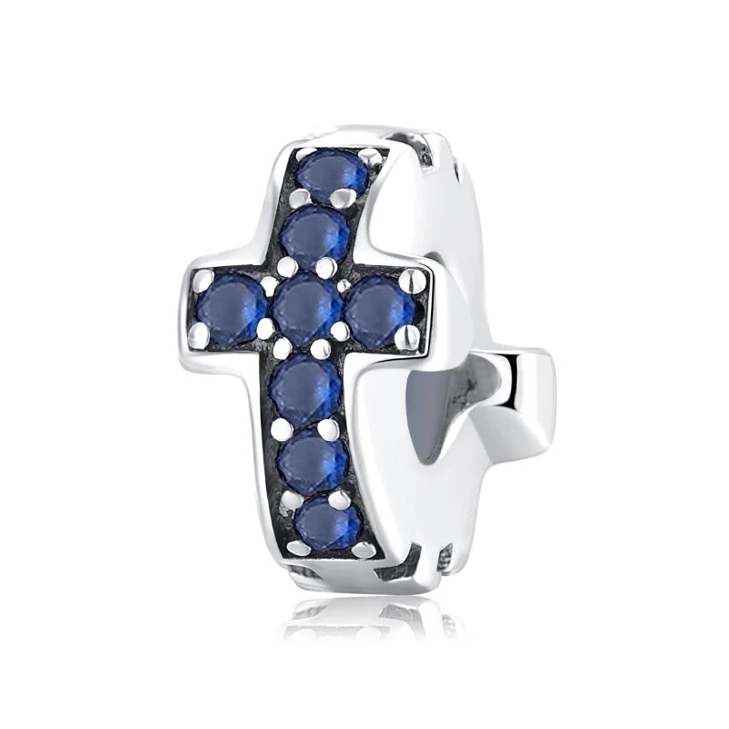 Charm από ασήμι 925 διαχωριστικό σταυρός με ζιργκόν (C1169)
