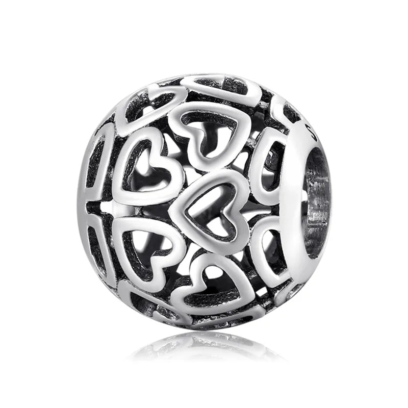 Charm σφαίρα με καρδιές από ασήμι 925 (C1291)