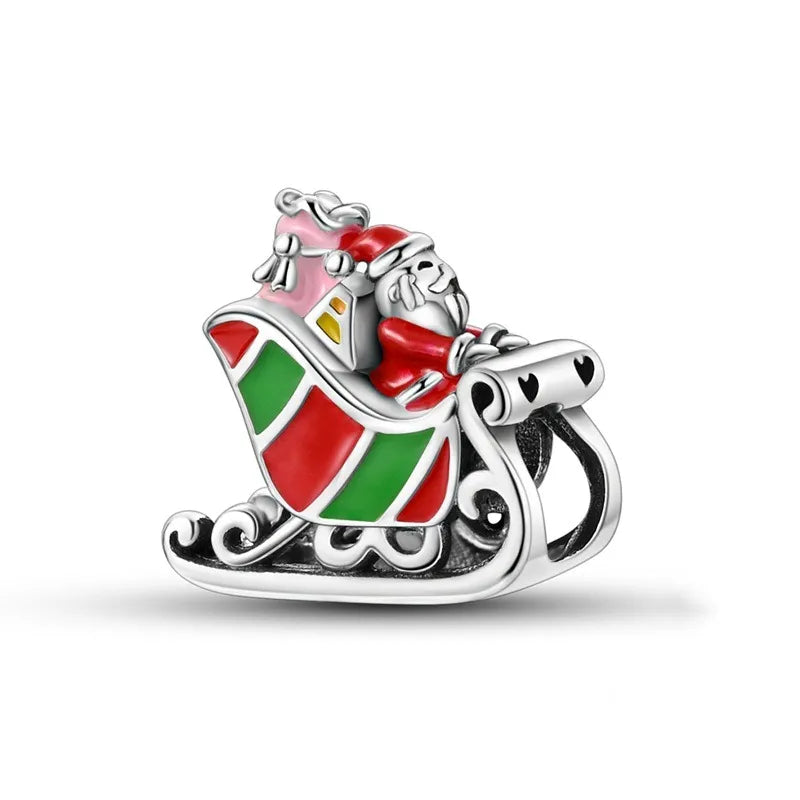 Charm Ασήμι 925 Άγιος Βασίλης με Έλκηθρο (C1298)