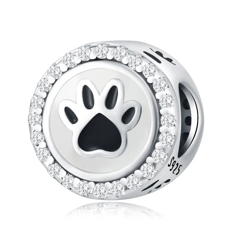 Charm από ασήμι 925 πατουσάκι με στρας στο πλαίσιο (C1312)