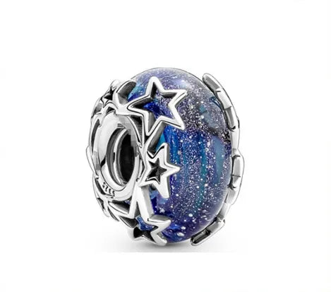 Galaxy Charm “Blue Cosmic Stars” από ασήμι 925 (C1317)