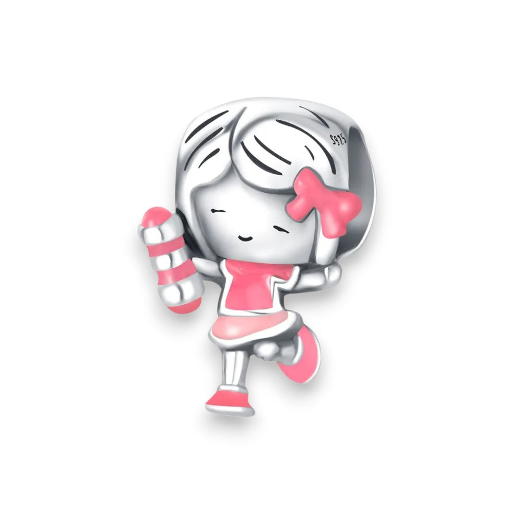 Ασημένιο 925 Charm Κοριτσάκι με Σμάλτο (C1336)