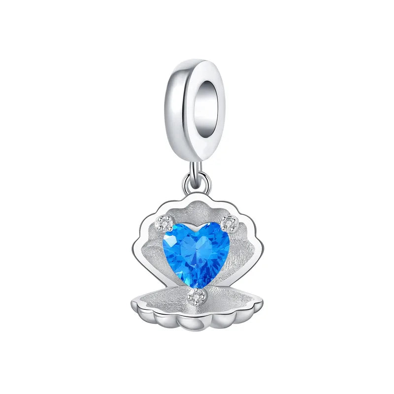 Ασημένιο 925 Charm Κοχύλι με Καρδιά (C1381)