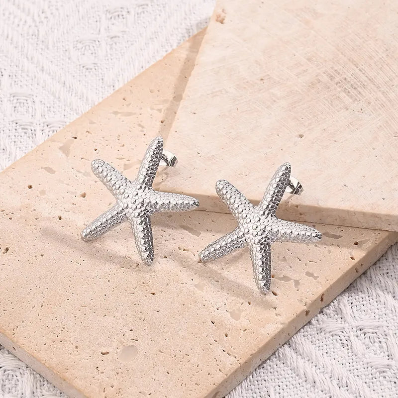 Ατσάλινα Καρφωτά Σκουλαρίκια Αστερίας 3cm (Ε1581)