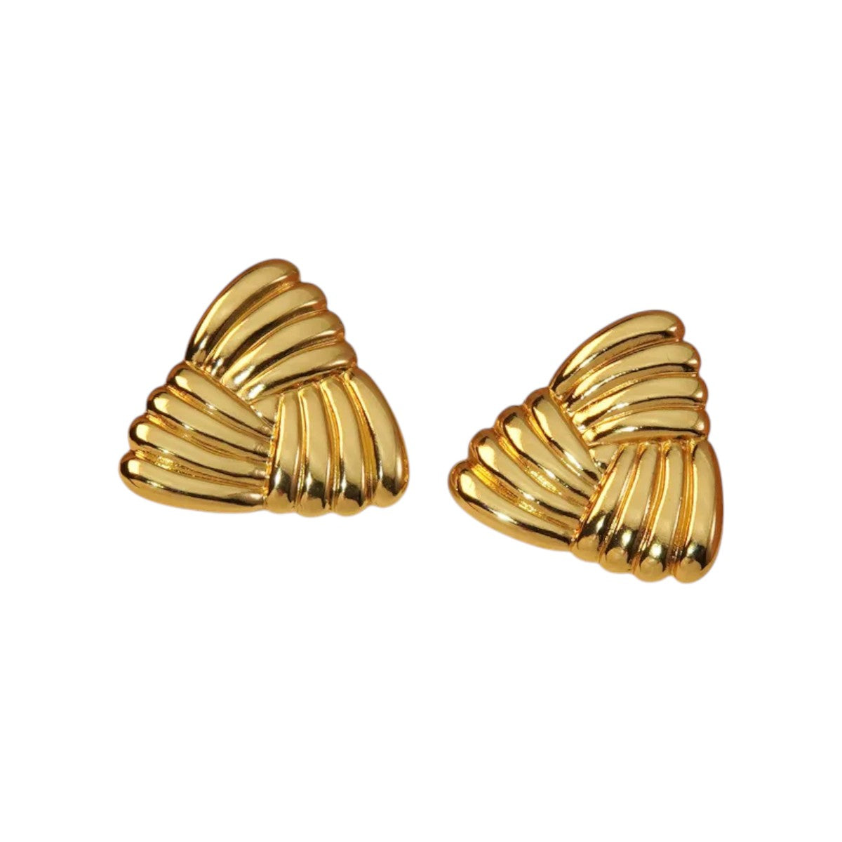 Ατσάλινα καρφωτά σκουλαρίκια σε γεωμετρικό, ανάγλυφο σχέδιο 2.3cm (E1626)