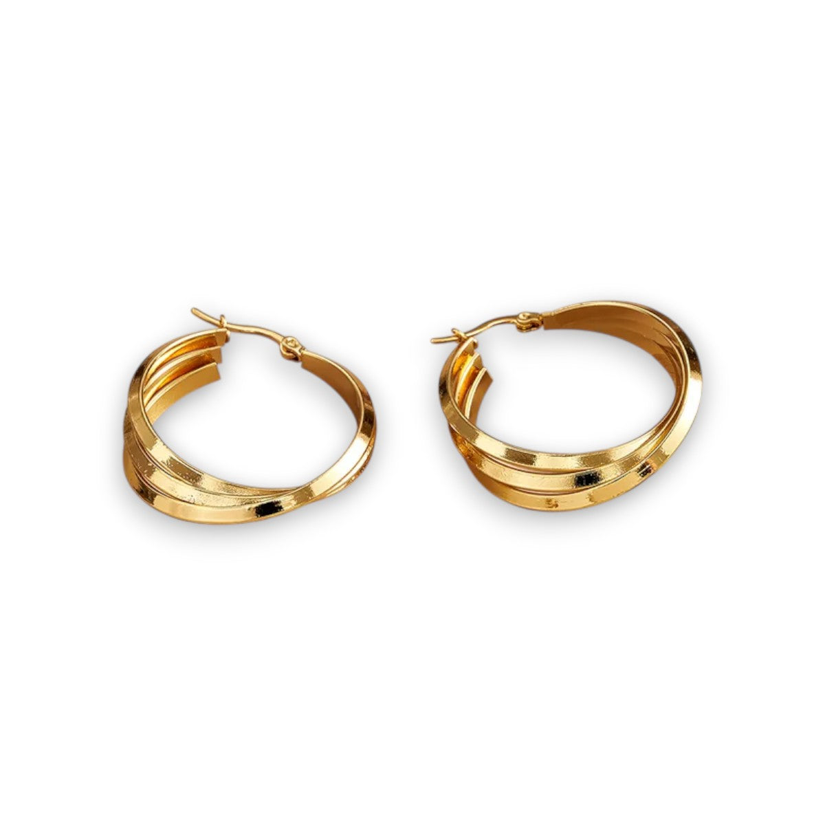 Σκουλαρίκια κρίκοι από ανοξείδωτο ατσάλι χρυσά 3,3 cm (E1667)