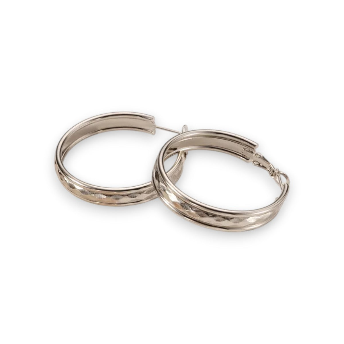 Ατσάλινοι Κρίκοι Ασημί 4 cm (E1695)