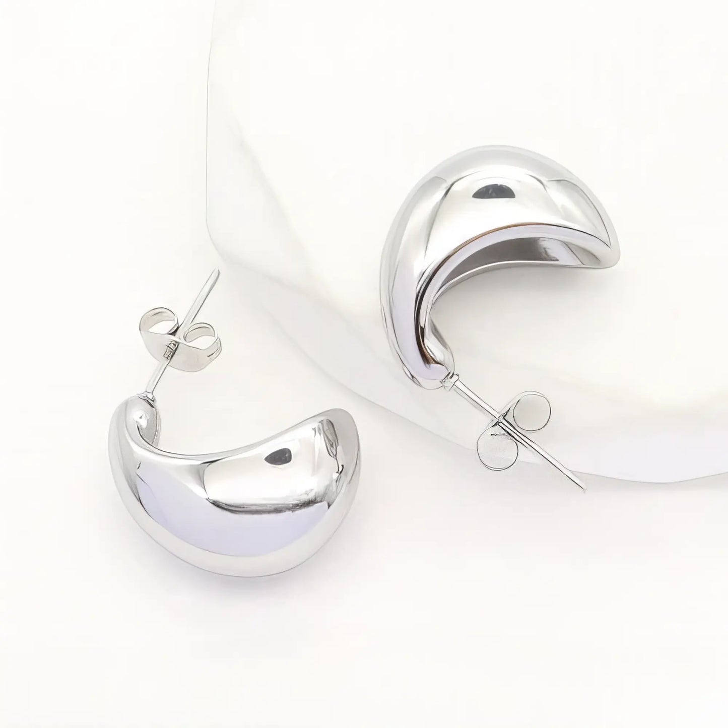 Σκουλαρίκια από ανοξείδωτο ατσάλι σε ασημί, chunky κρίκοι – 1.9cm (E3328)