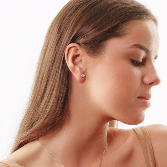 Μίνιμαλ Καρφωτά Σκουλαρίκια με Διαφανή Κρύσταλλα Swarovski (F1138)