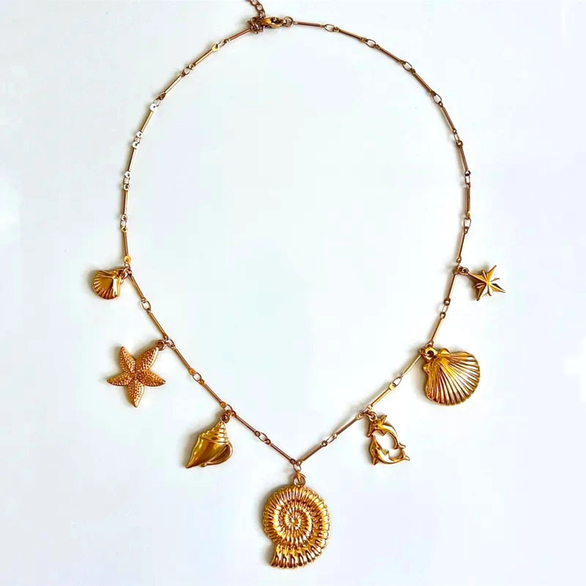 Ατσάλινο Κολιέ Αλυσίδα με καλοκαιρινά charms (N1767)