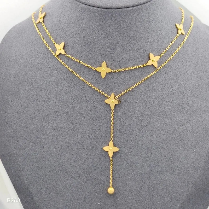 Κολιέ διπλό επιχρυσωμένο (N1832)