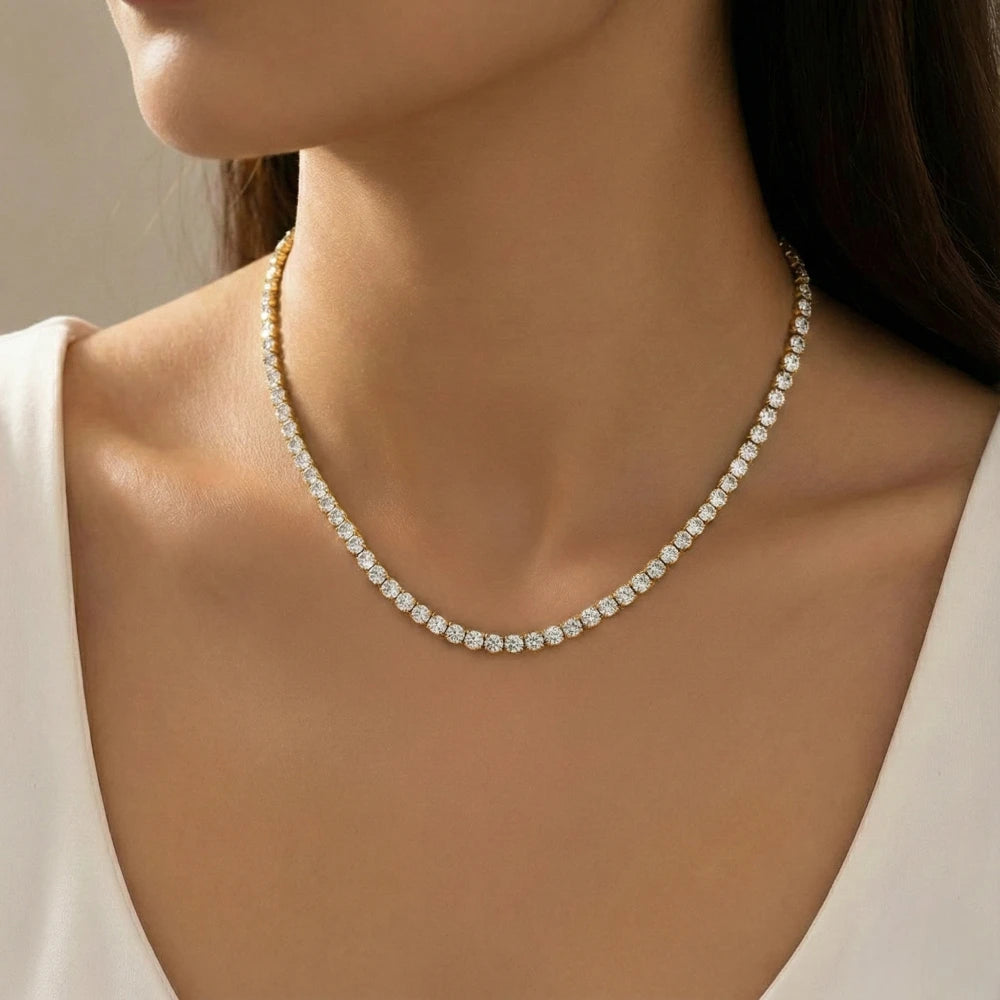 Ατσάλινο Κολιέ Χρυσό Ριβιέρα (N3296)