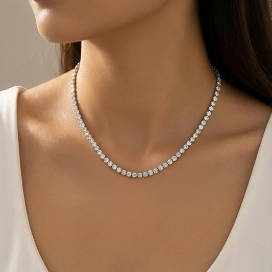 Ατσάλινο Κολιέ Ασημί Ριβιέρα (N3297)