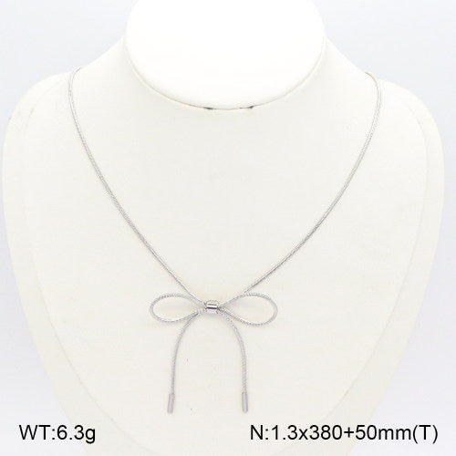 Ατσάλινο Ασημί Κολιέ με Φιόγκο (N3325)