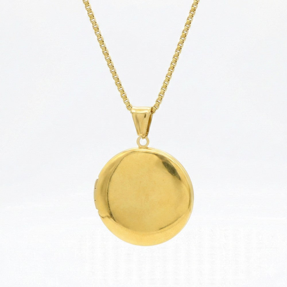 Ατσάλινο Χρυσό Κολιέ Μενταγιόν Oval 3.2cm (N3326)