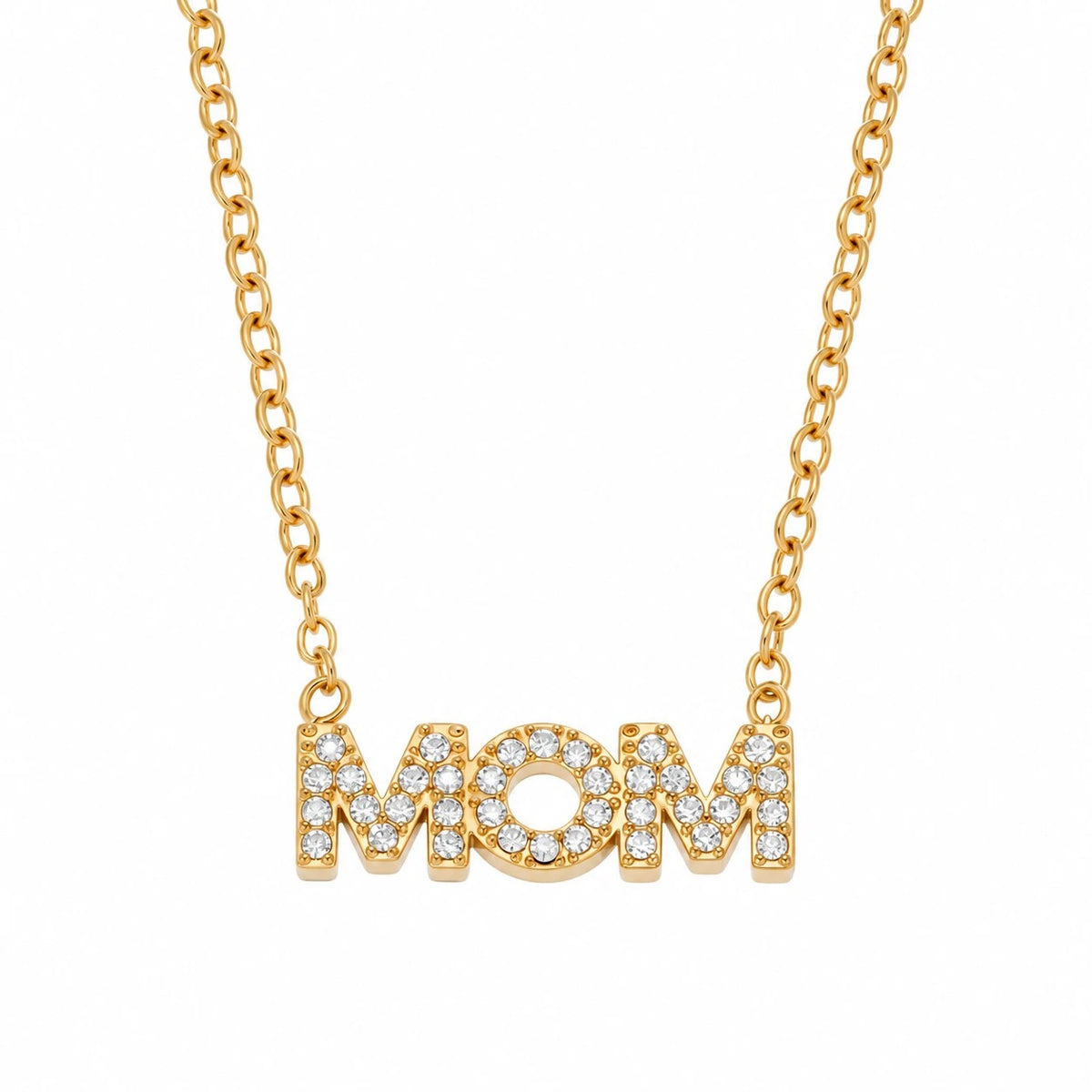 Χρυσό Ατσάλινο Κολιέ 316L Mom με Ζιργκόν (N5032)