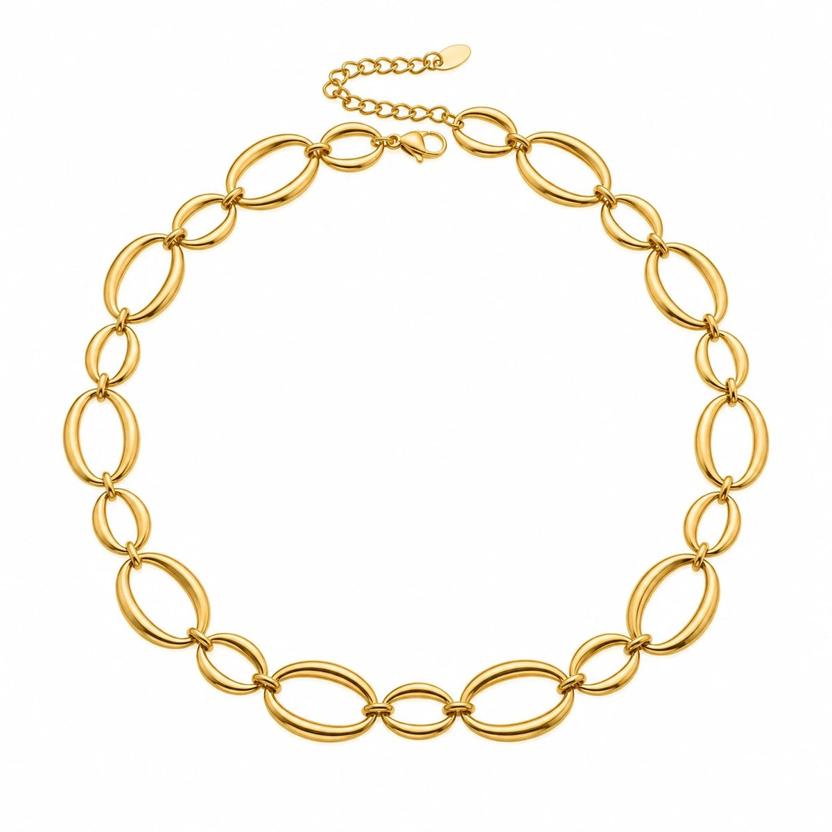 Χρυσό Ατσάλινο Κολιέ Choker 316L Μεγάλοι Κρίκοι (N5050)