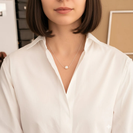 Ασημένιο 925 Κολιέ με Μαργαριτάρι Γλυκού Νερού (PN019)