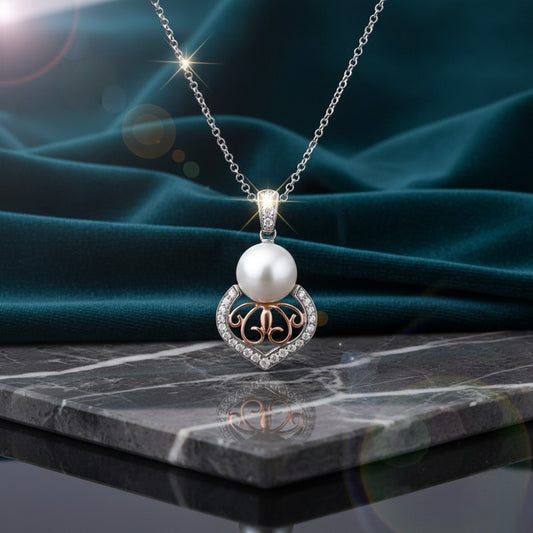 Ασημένιο 925 Κολιέ με Μαργαριτάρι Γλυκού Νερού & Ζιργκόν (PN028)