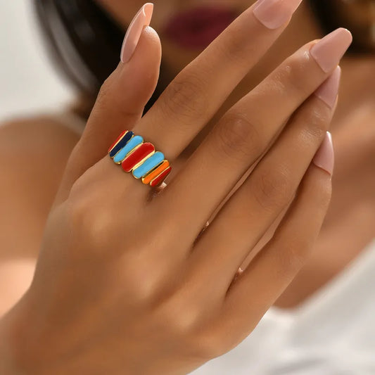 Ατσάλινο δαχτυλίδι πολύχρωμο one size (R1377)