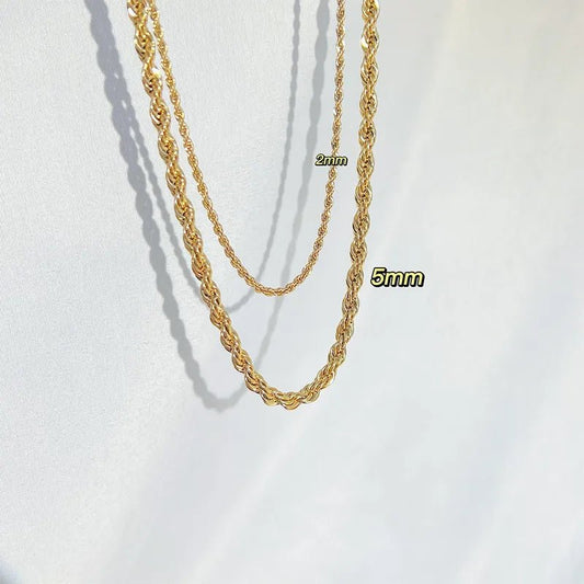Αλυσίδα λαιμού ατσάλινη διπλή επιχρυσωμένη (N1404) - necklace - charmy.gr