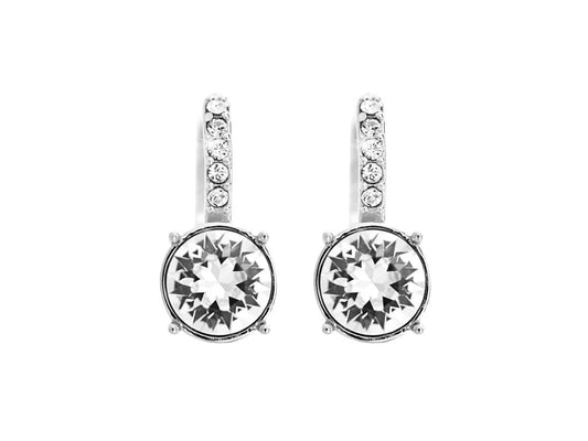 Ασημένια κρεμαστά σκουλαρίκια 925 με κρύσταλλα swarovski 2.1cm (J1022) - charmy.gr