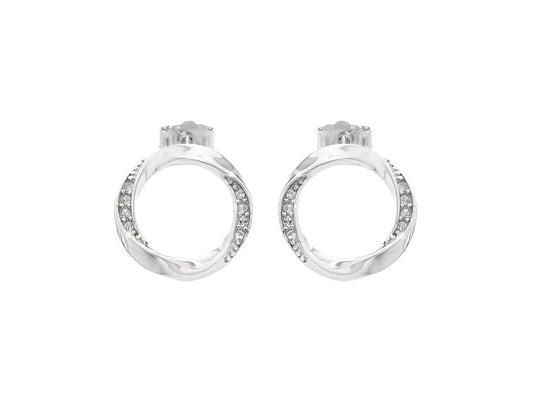 Ασημένια Σκουλαρίκια 925 Κυκλικά Στοιχεία με Κρύσταλλα Swarovski 1.2cm (J1019) - charmy.gr