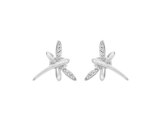 Ασημένια Σκουλαρίκια 925 Λιβελούλα με Κρύσταλλα Swarovski 1.5cm (J1012) - charmy.gr