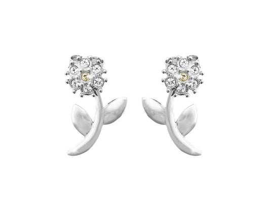 Ασημένια Σκουλαρίκια 925 Λουλούδι με Κρύσταλλα Swarovski 1.7cm (J1004) - charmy.gr