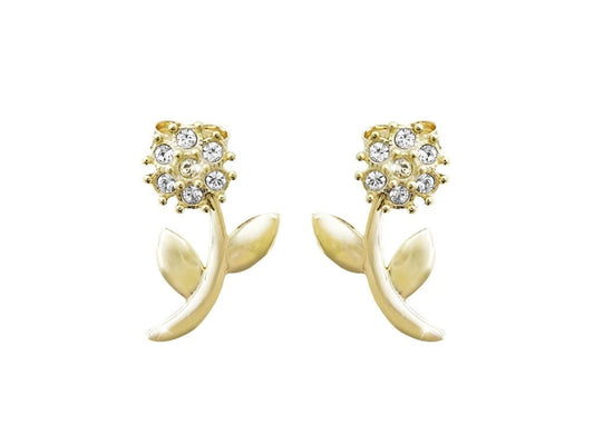 Ασημένια Σκουλαρίκια 925 Λουλούδι με Κρύσταλλα Swarovski 1.7cm (J1005) - charmy.gr