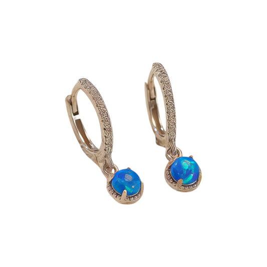 Ασημένια σκουλαρίκια κρικάκια 1cm με κρεμαστή πέτρα (SE001) - charmy.gr