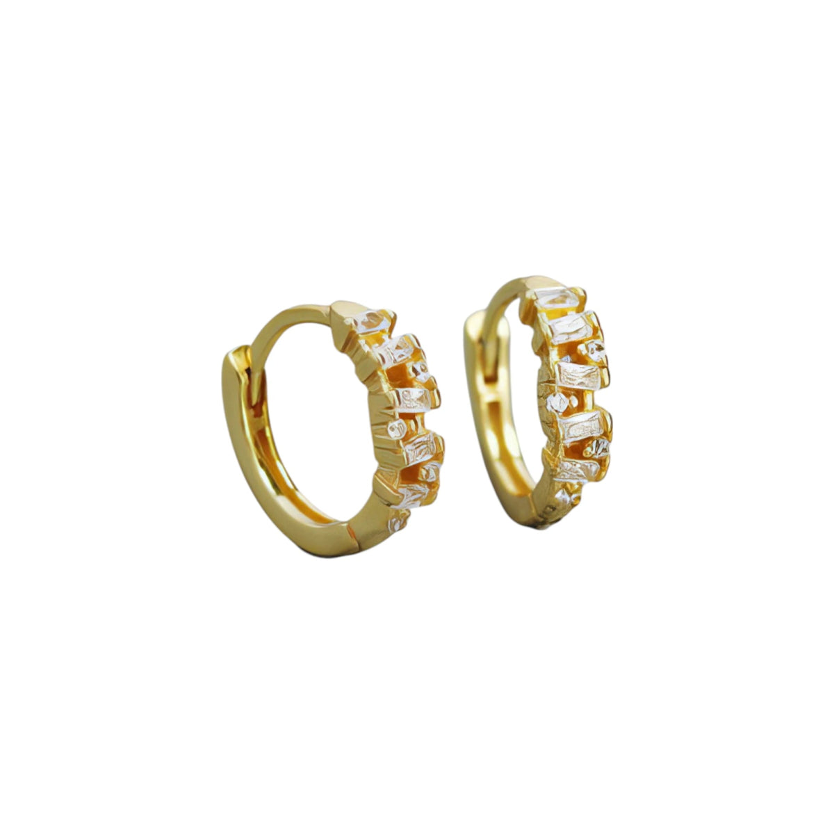 Ασημένια σκουλαρίκια κρικάκια με ζιργκόν 1.1cm (SE045) - charmy.gr