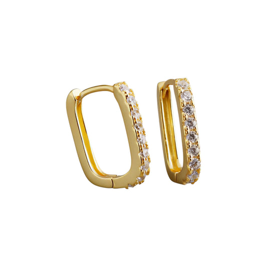 Ασημένια σκουλαρίκια κρίκοι με ζιργκόν 1.4cm (SE023) - charmy.gr