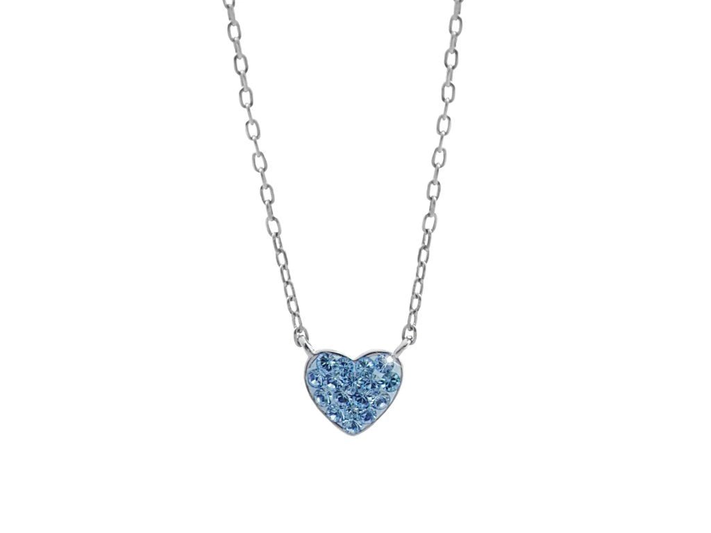 Ασημένιο κολιέ 925 καρδιά με κρύσταλλα Swarovski aquamarine (J1025) - charmy.gr