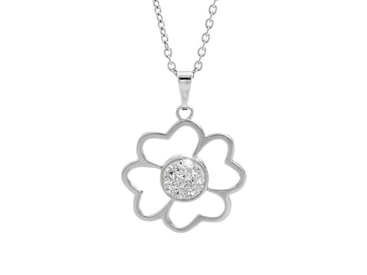 Ασημένιο κολιέ 925 λουλούδι με κρύσταλλα Swarovski (J1017) - charmy.gr