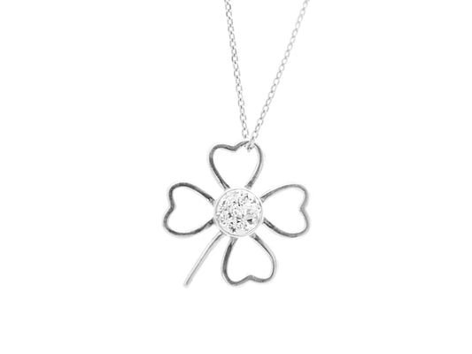 Ασημένιο κολιέ 925 λουλούδι με κρύσταλλο Swarovski (J1016) - charmy.gr