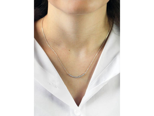 Ασημένιο κολιέ 925 μπάρα με κρύσταλλα Swarovski (J1000) - charmy.gr