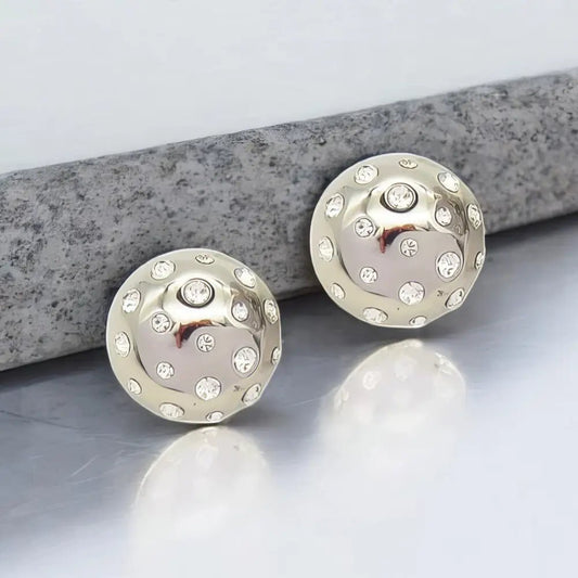 Ατσάλινα Καρφωτά Σκουλαρίκια 2cm με Ζιργκόν (E3110) - charmy.gr