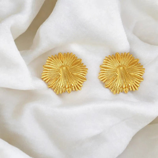 Ατσάλινα καρφωτά σκουλαρίκια επιχρυσωμένα 2.9cm (E1522) - charmy.gr