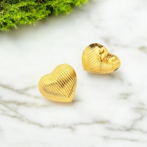 Ατσάλινα καρφωτά σκουλαρίκια καρδιά 2.2cm (E3060) - charmy.gr